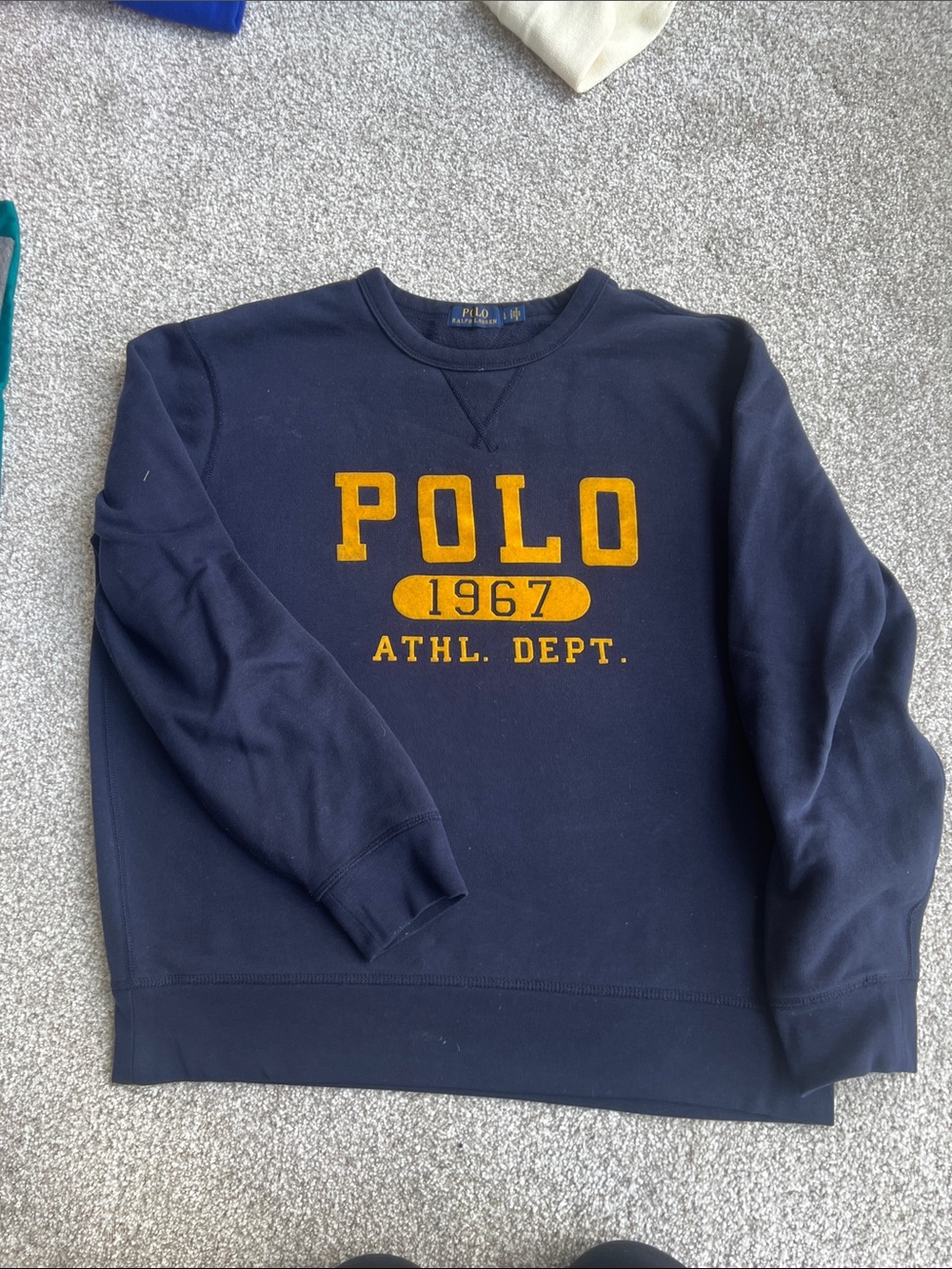 Polo by Ralph Lauren Navy Crewneck Sweatshirt with Gold Logo